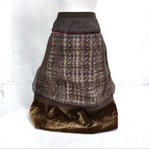 Vintage Louis Vuitton Brown Tan Bubble Midi Skirt